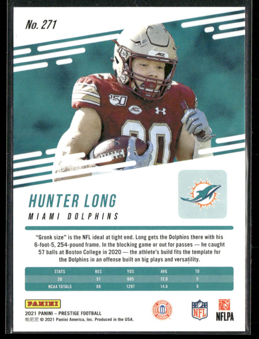 Hunter Long 2021 Panini Prestige #271 RC Miami Dolphins