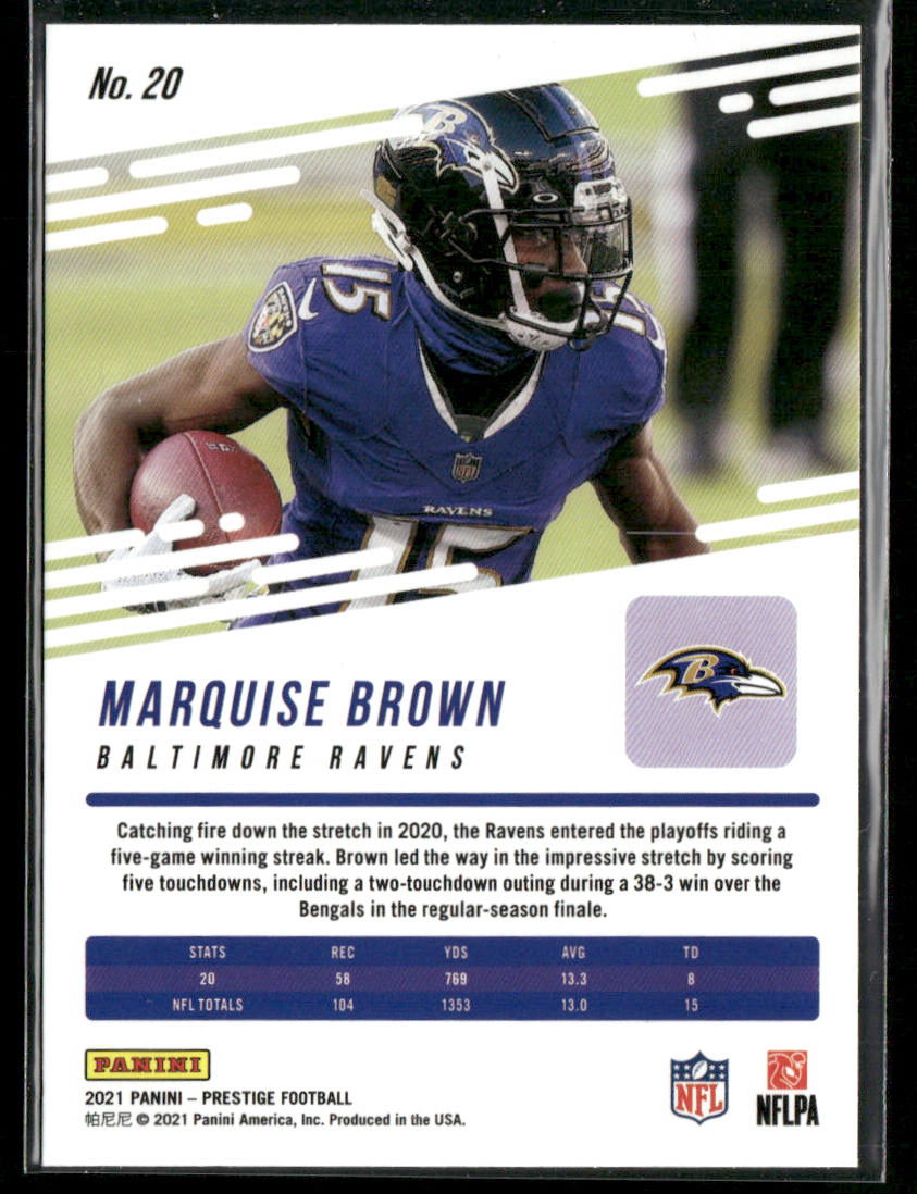 Marquise Brown 2021 Panini Prestige #20 Baltimore Ravens