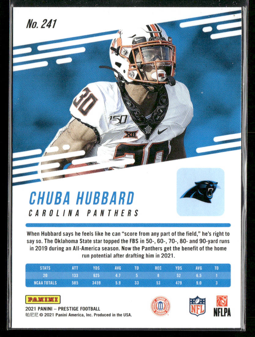 Chuba Hubbard 2021 Panini Prestige Xtra Points Astral #241 RC Carolina Panthers