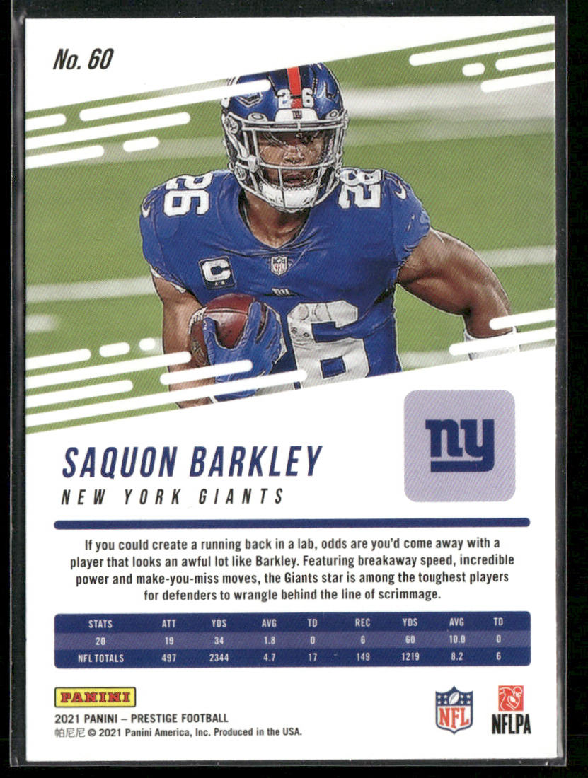 Saquon Barkley 2021 Panini Prestige #60 New York Giants