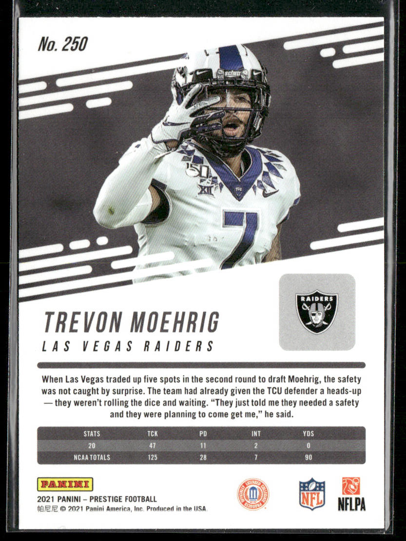 Trevon Moehrig 2021 Panini Prestige #250 RC Las Vegas Raiders