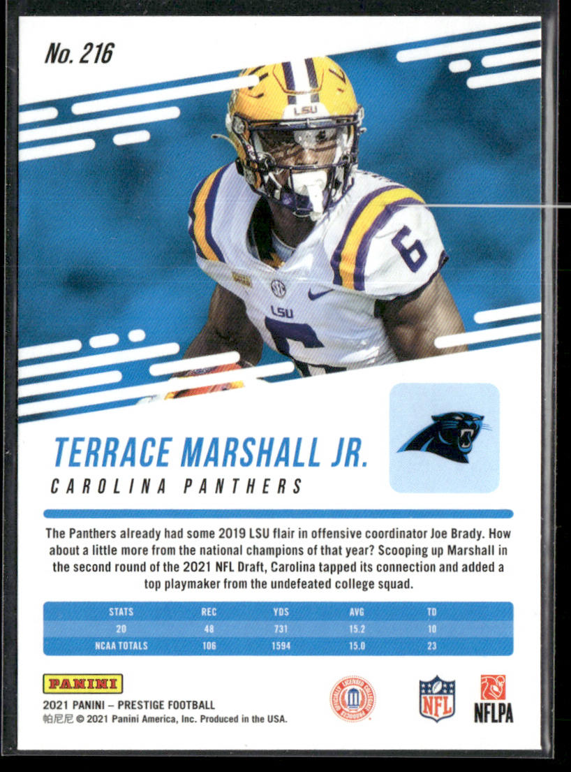 Terrace Marshall Jr. 2021 Panini Prestige Xtra Points Astral #216 RC Panthers