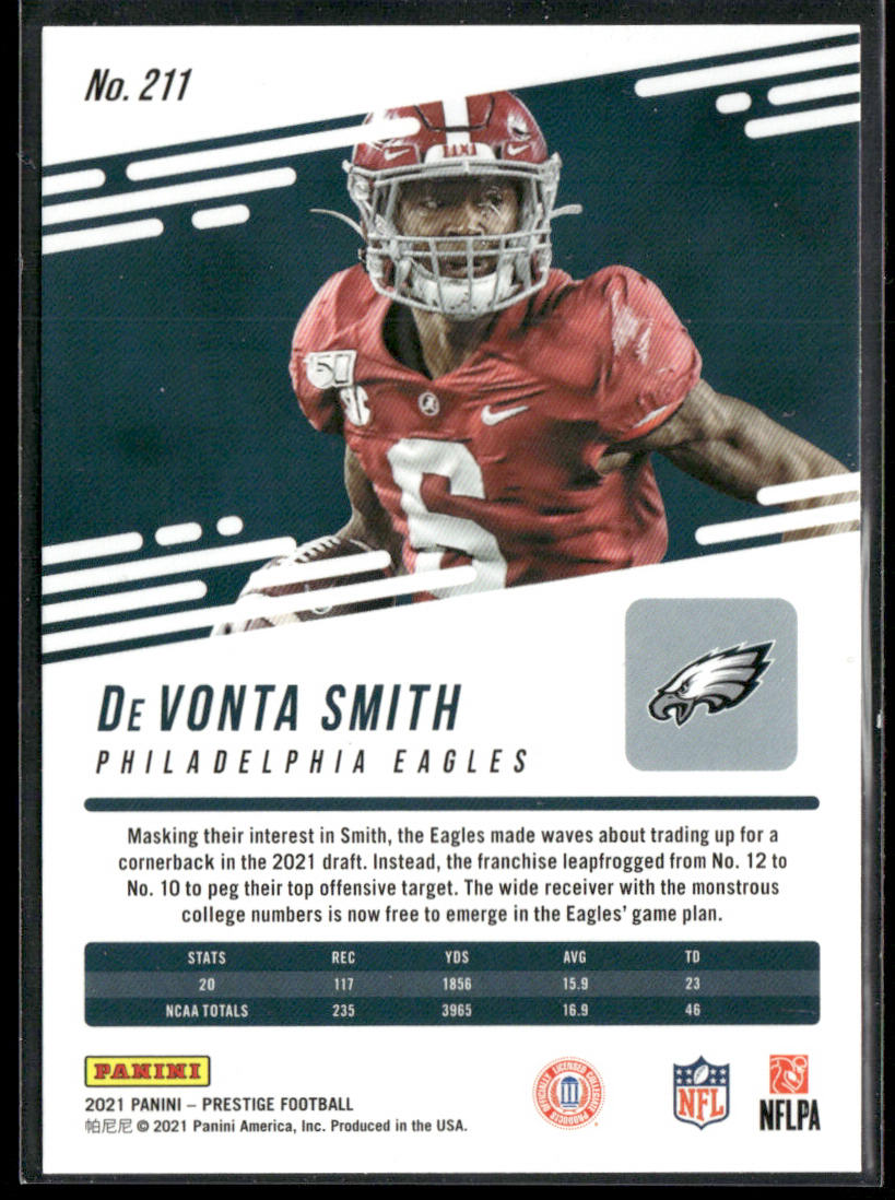 DeVonta Smith 2021 Panini Prestige #211 RC Philadelphia Eagles