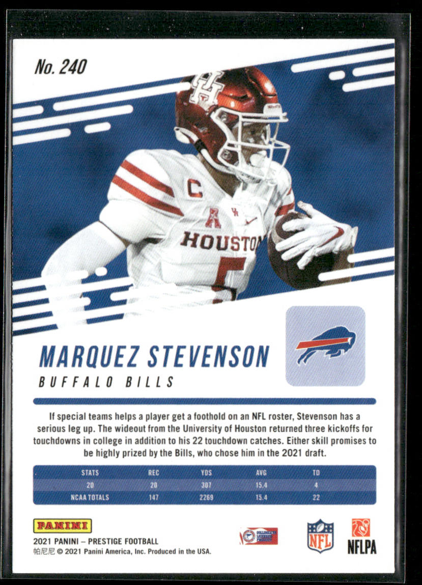 Marquez Stevenson 2021 Panini Prestige #240 RC Buffalo Bills