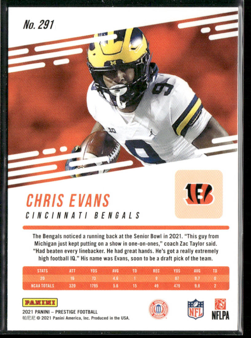 Chris Evans 2021 Panini Prestige Xtra Points Diamond #291 RC Cincinnati Bengals