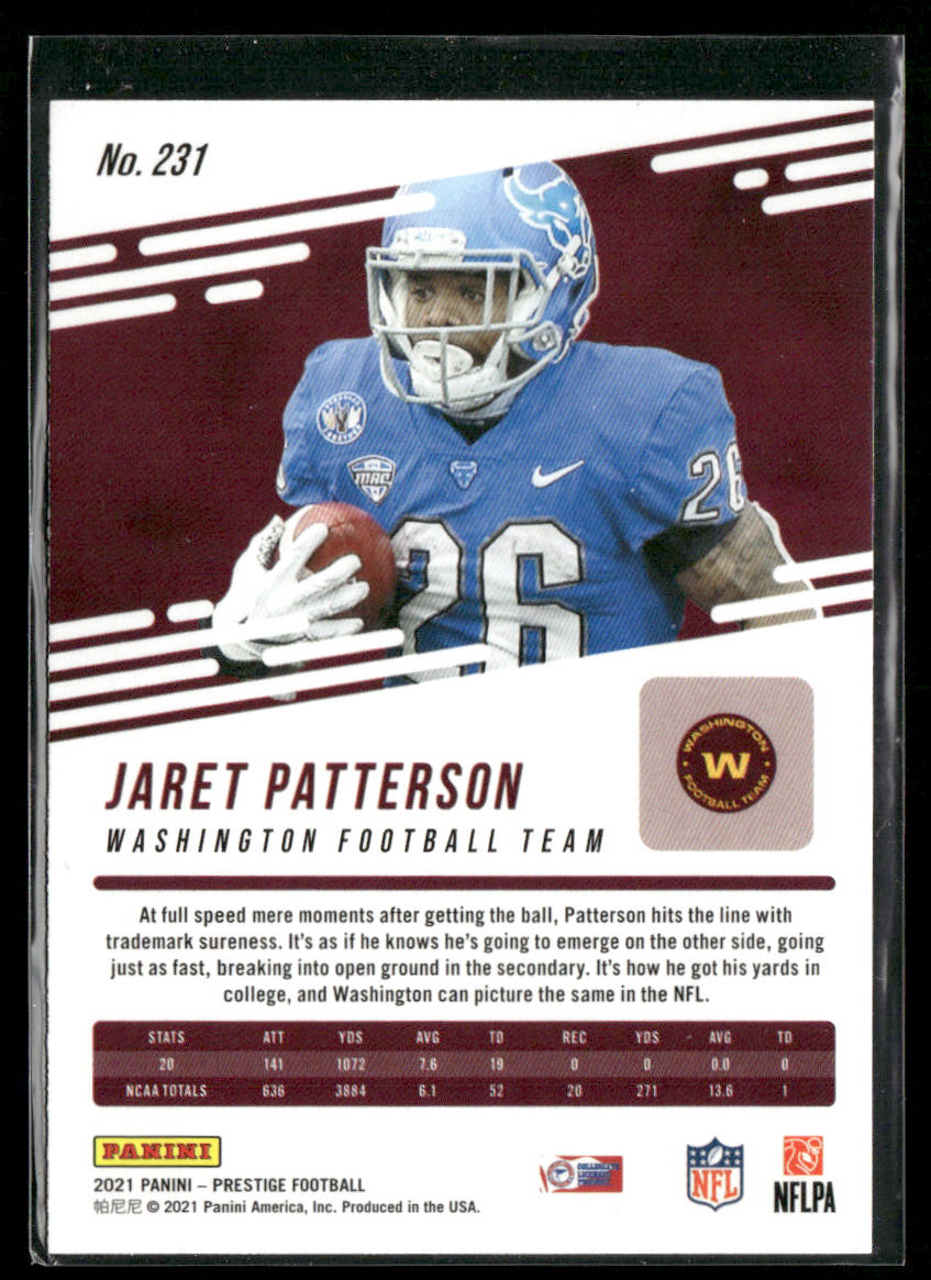 Jaret Patterson 2021 Panini Prestige #231 RC Washington Football Team