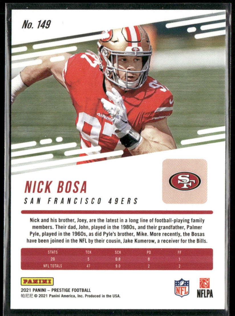 Nick Bosa 2021 Panini Prestige #149 San Francisco 49ers back