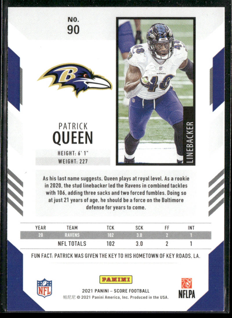 Patrick Queen 2021 Score #90 Baltimore Ravens