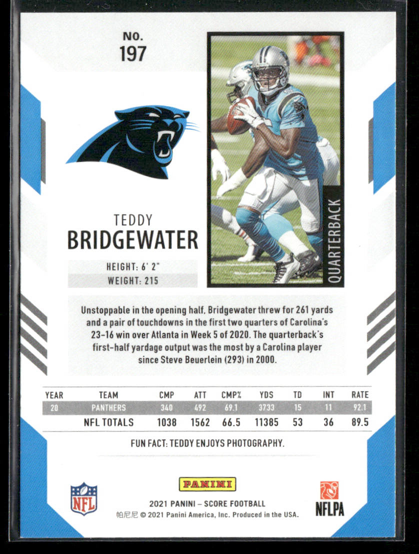 Teddy Bridgewater 2021 Score #197 Carolina Panthers