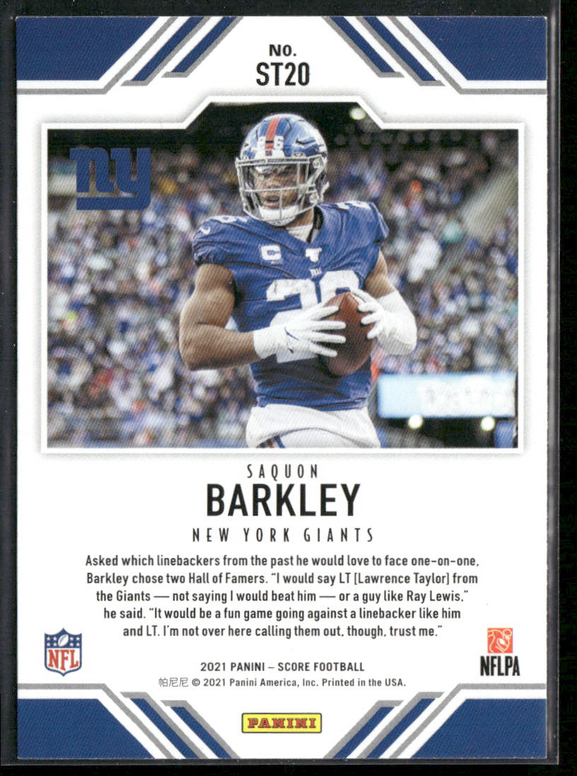 Saquon Barkley 2021 Score Score Team #ST20 New York Giants