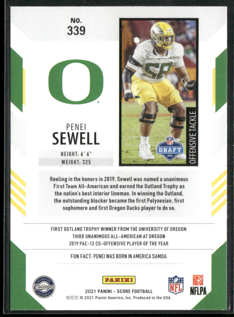 Penei Sewell 2021 Score #339 RC Oregon Ducks