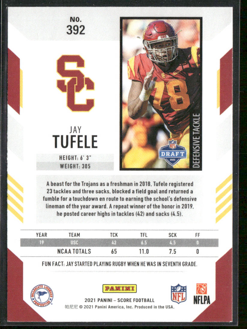 Jay Tufele 2021 Score #392 RC USC Trojans