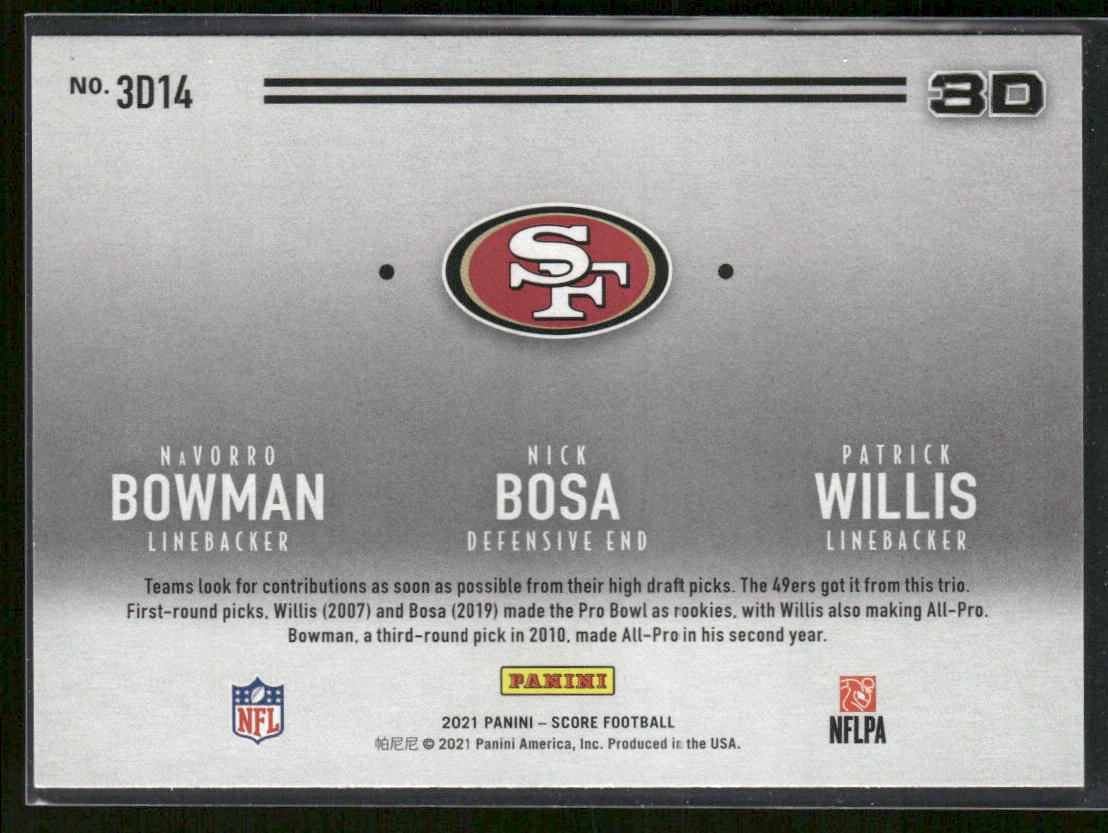 Navorro Bowman / Nick Bosa / Patrick Willis 2021 Score 3D #3D14 49ers