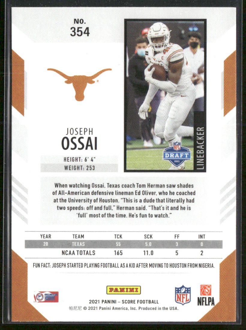 Joseph Ossai 2021 Score #354 RC Texas Longhorns