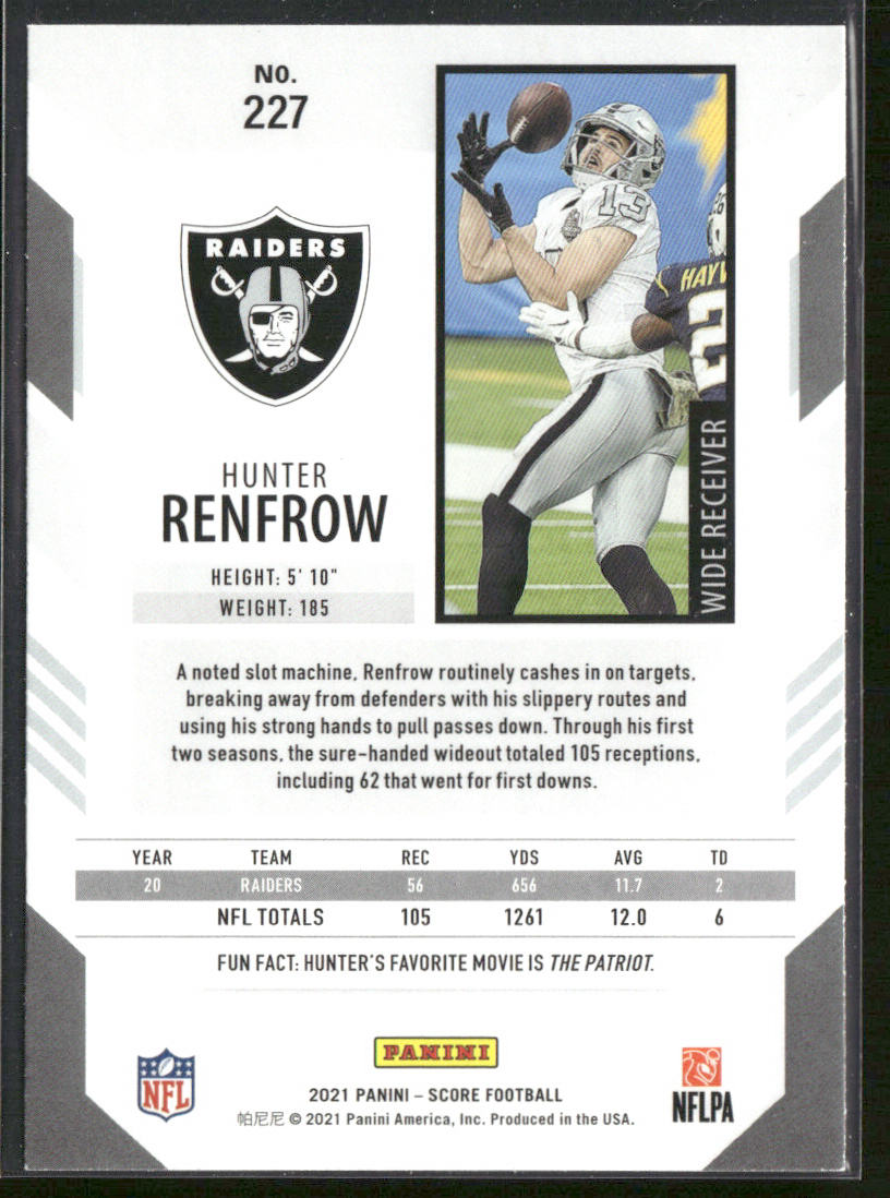 Hunter Renfrow 2021 Score #227 Las Vegas Raiders