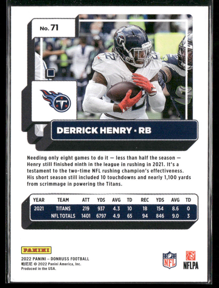 Derrick Henry 2022 Donruss #71 Tennessee Titans back