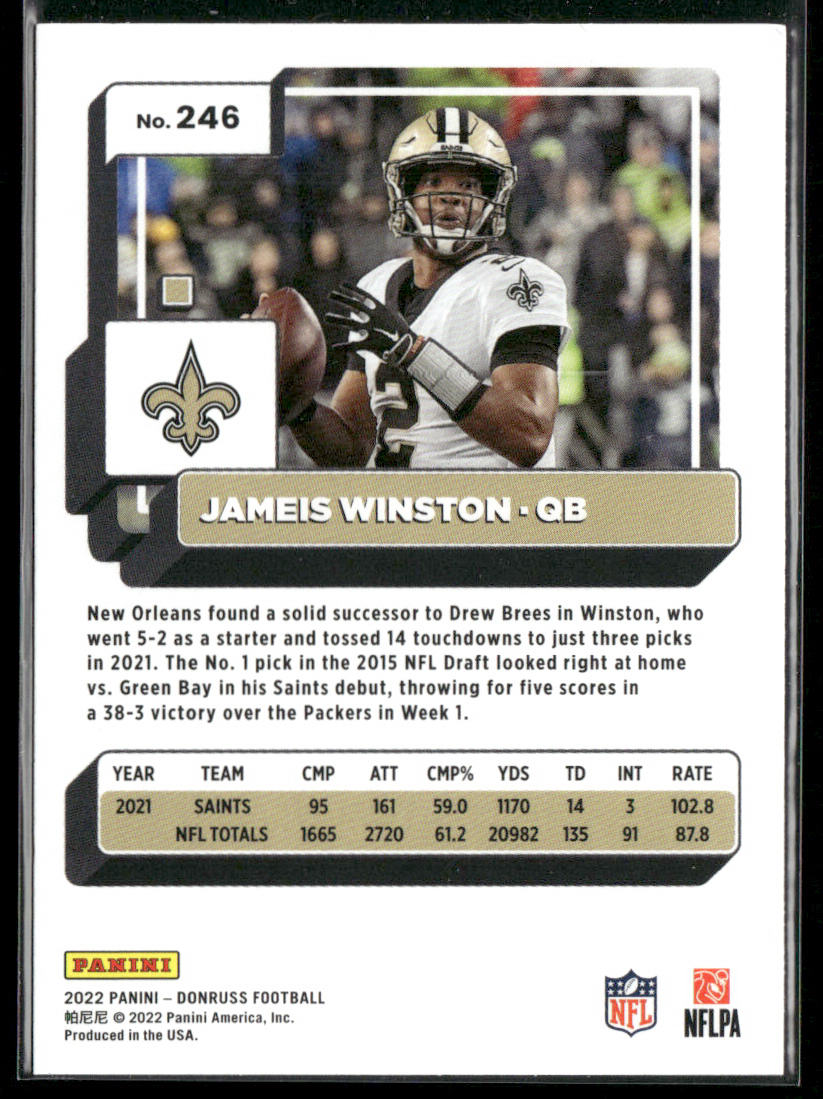 Jameis Winston 2022 Donruss #246 New Orleans Saints back