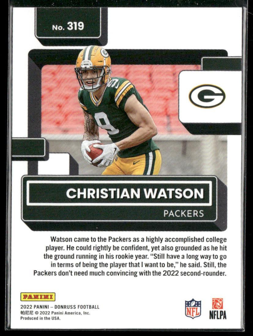 Christian Watson 2022 Donruss #319 RC Green Bay Packers