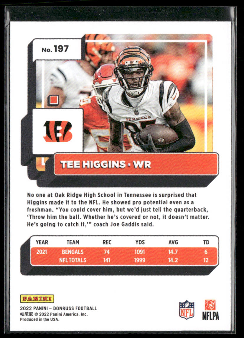Tee Higgins 2022 Donruss #197 Cincinnati Bengals back