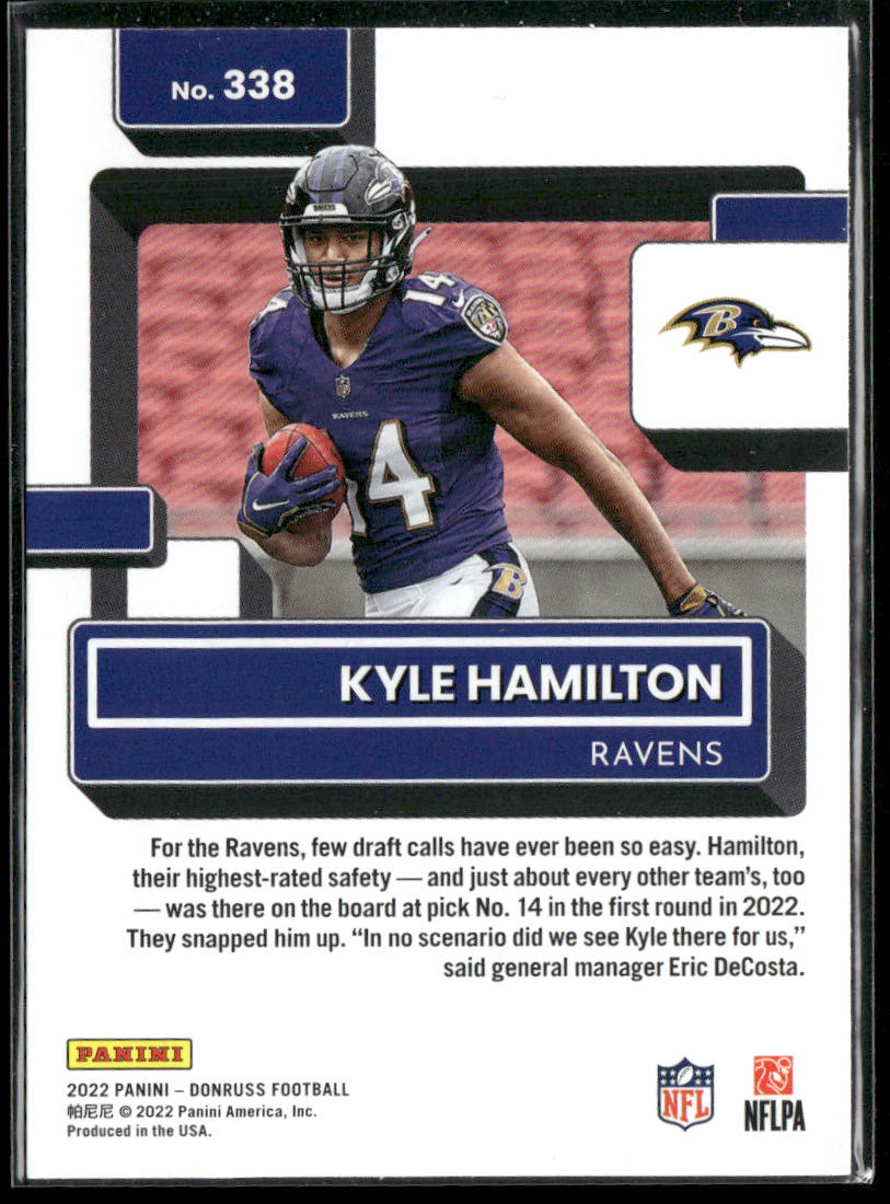Kyle Hamilton 2022 Donruss #338 RC Baltimore Ravens back