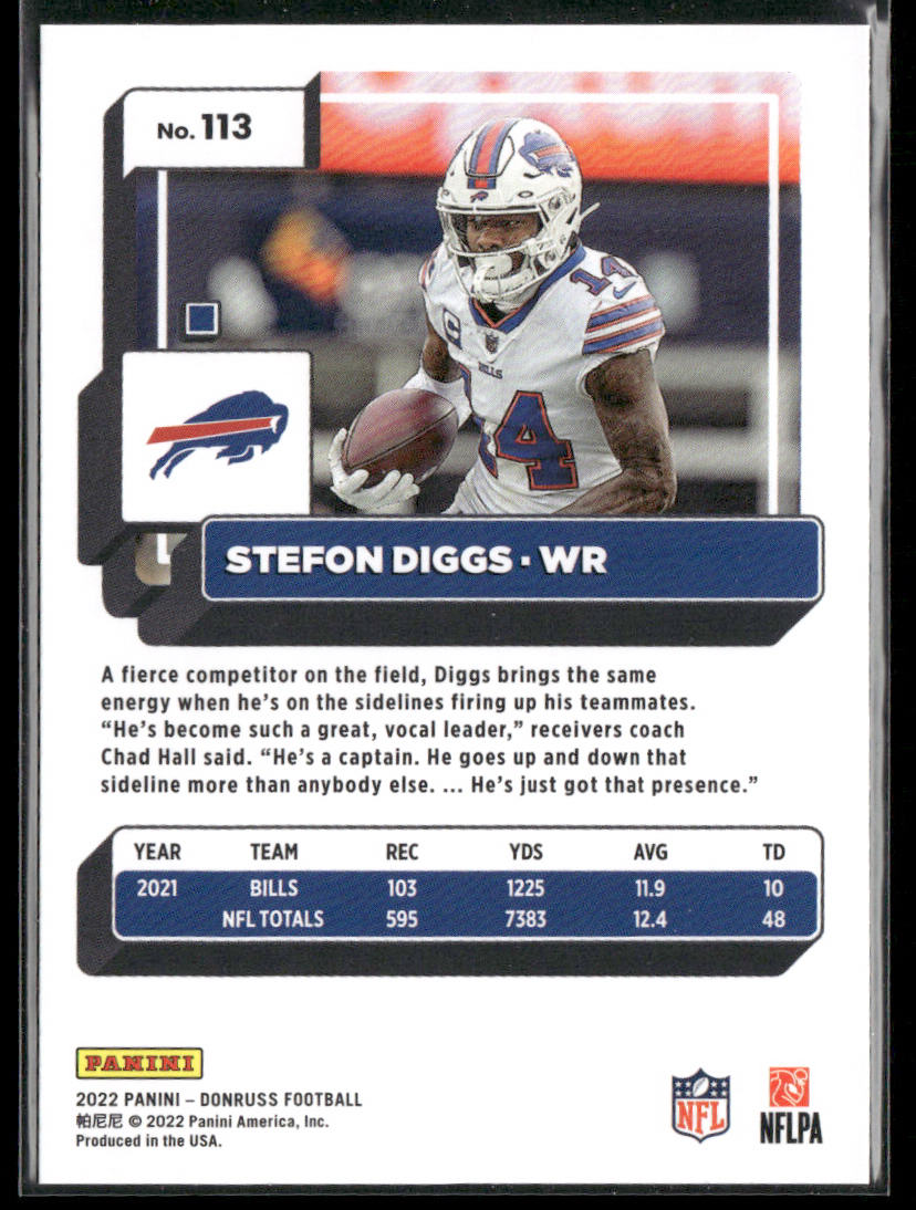 Stefon Diggs 2022 Donruss #113 Buffalo Bills