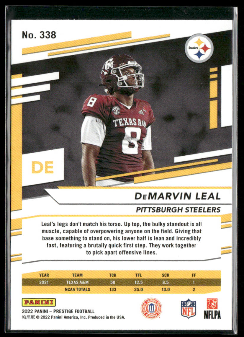 DeMarvin Leal 2022 Panini Prestige #338 RC Pittsburgh Steelers