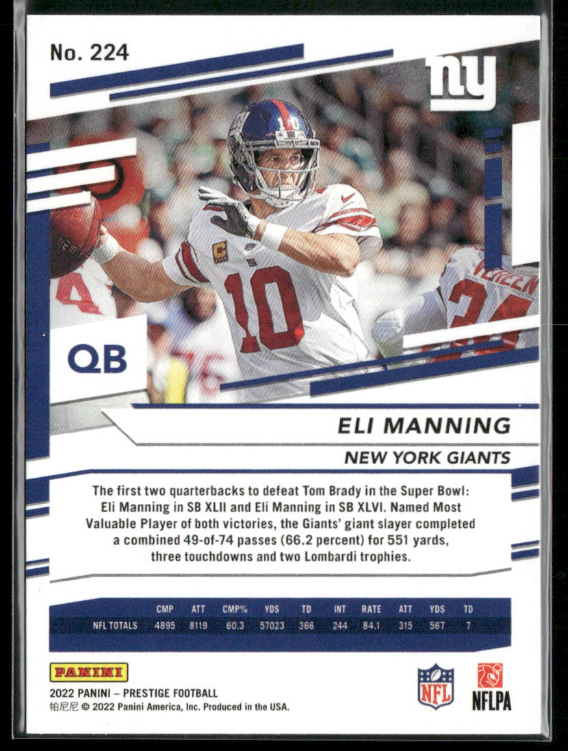 Eli Manning 2022 Panini Prestige #224 New York Giants