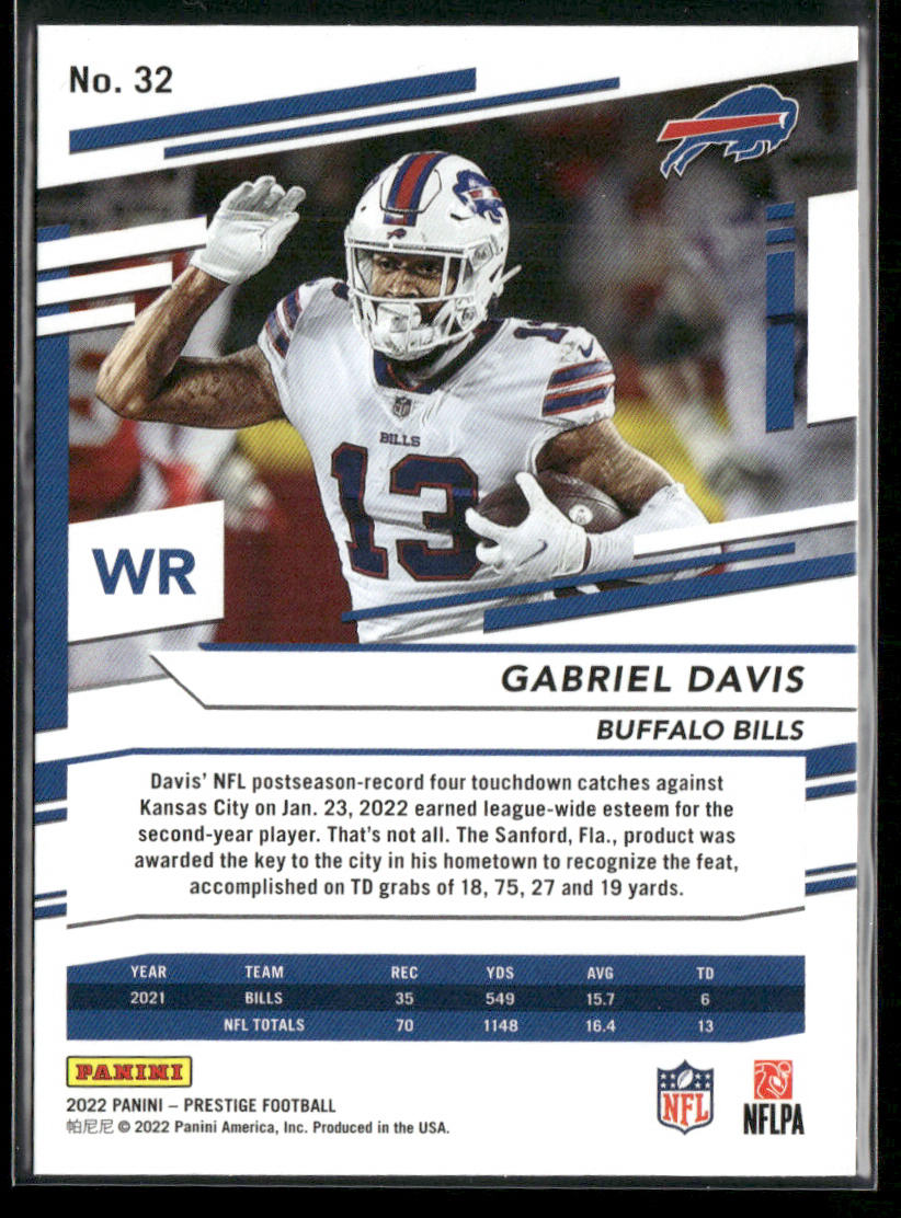 Gabriel Davis 2022 Panini Prestige #32 Buffalo Bills
