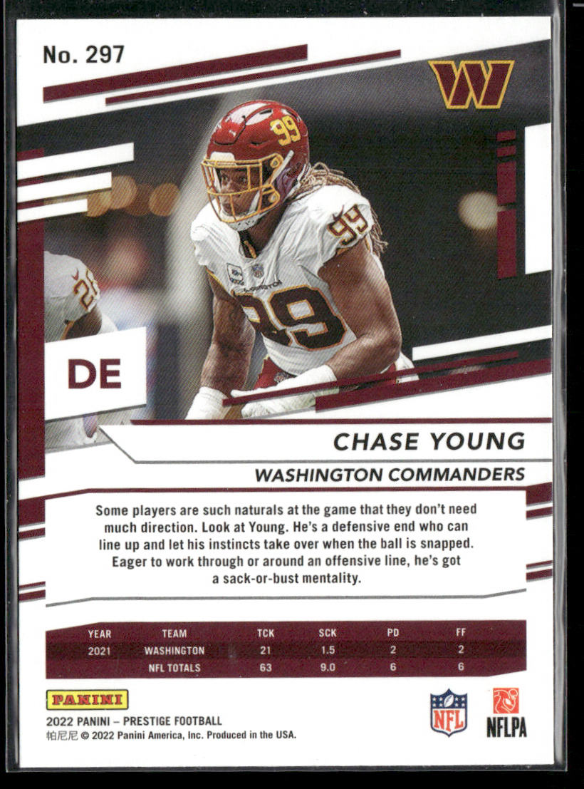Chase Young 2022 Panini Prestige #297 Washington Commanders back