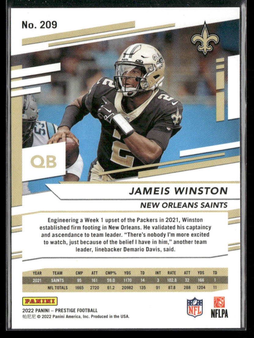 Jameis Winston 2022 Panini Prestige #209 New Orleans Saints back