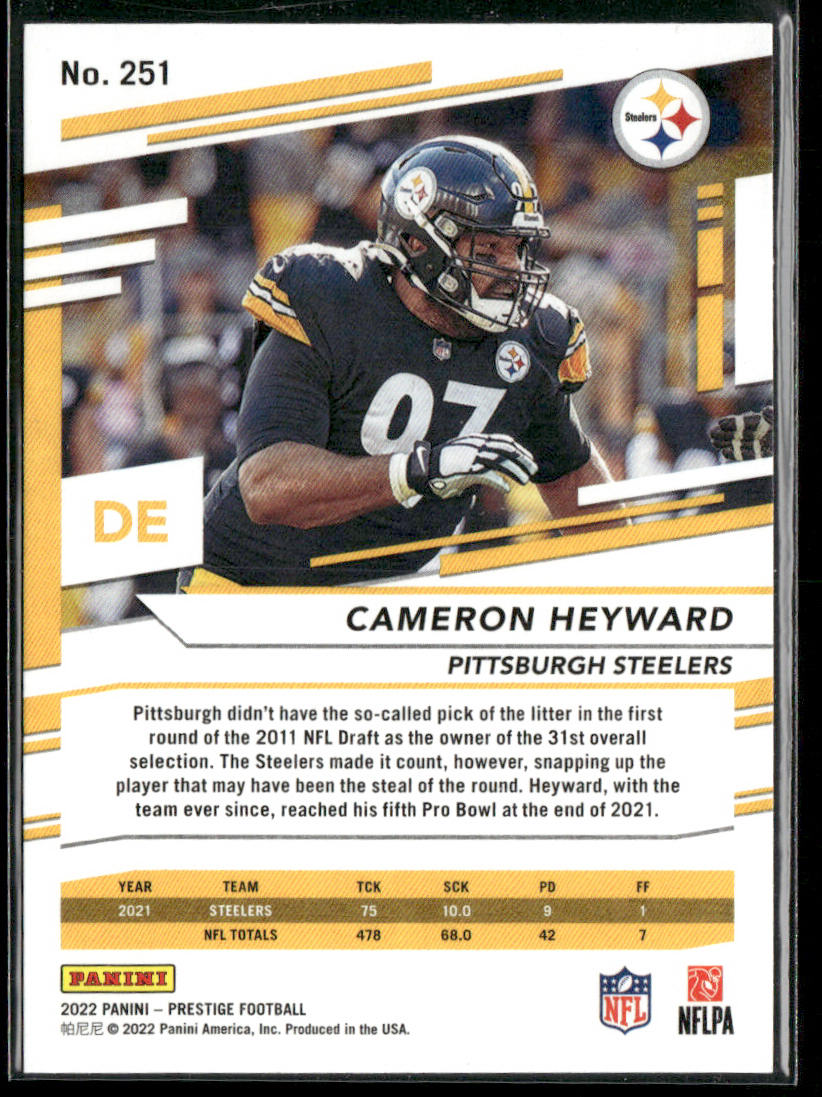Cameron Heyward 2022 Panini Prestige #251 Pittsburgh Steelers back