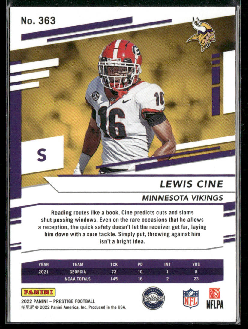 Lewis Cine 2022 Panini Prestige #363 RC Minnesota Vikings