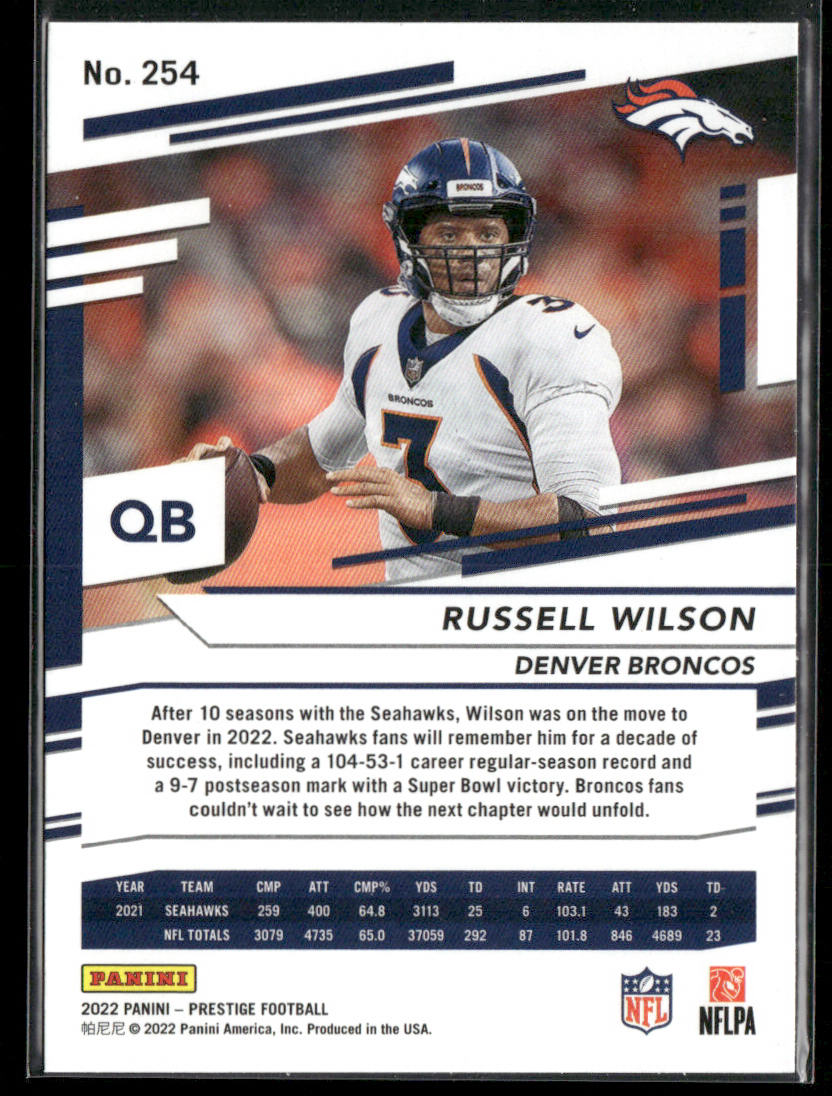 Russell Wilson 2022 Panini Prestige #254 Denver Broncos back