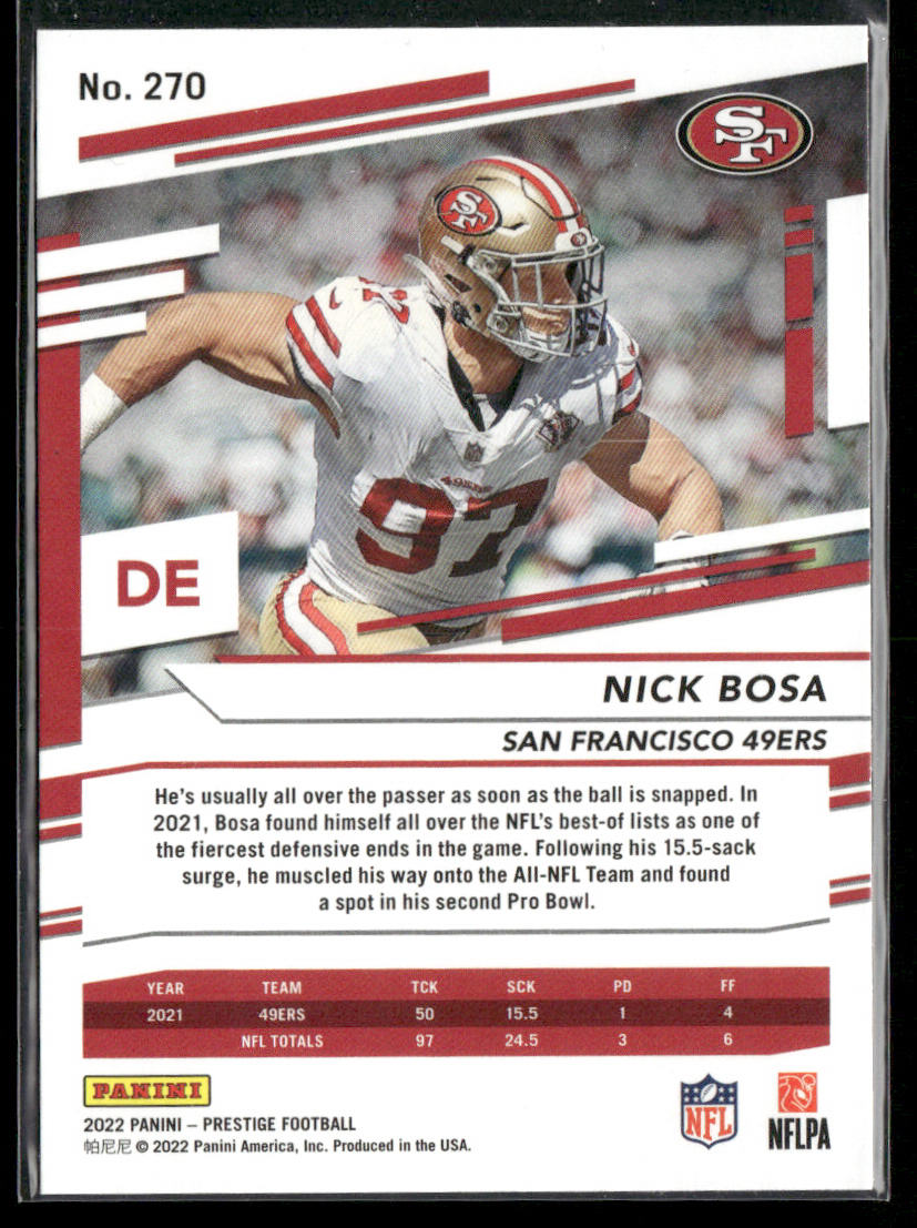 Nick Bosa 2022 Panini Prestige #270 San Francisco 49ers back