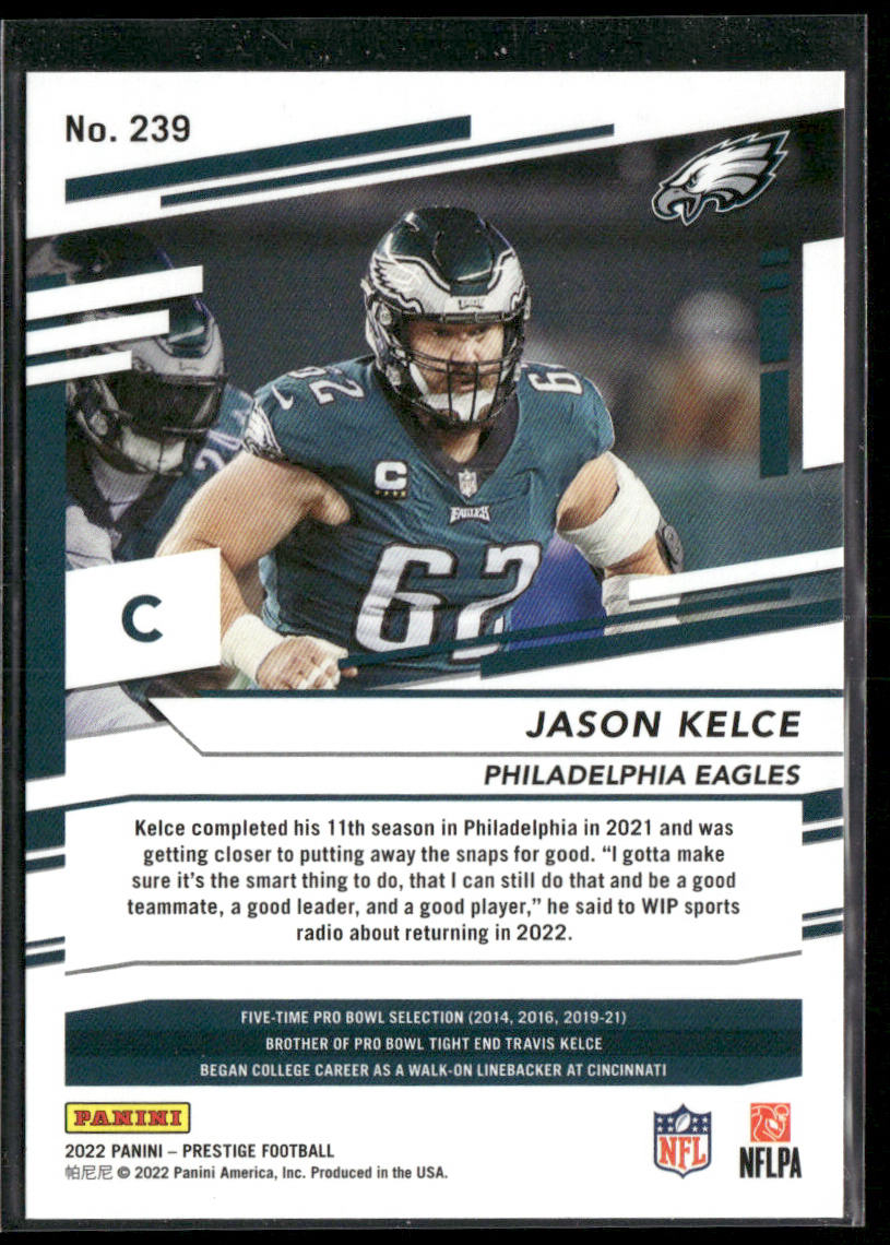 Jason Kelce 2022 Panini Prestige #239 Philadelphia Eagles back