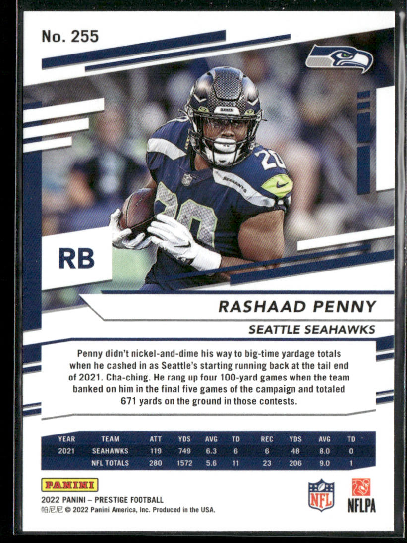 Rashaad Penny 2022 Panini Prestige #255 Seattle Seahawks back