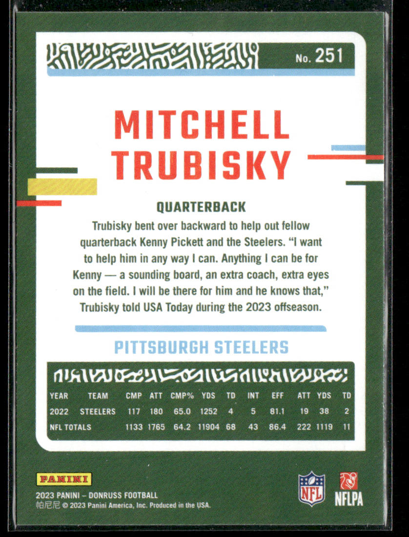 Mitchell Trubisky 2023 Donruss #251 Pittsburgh Steelers