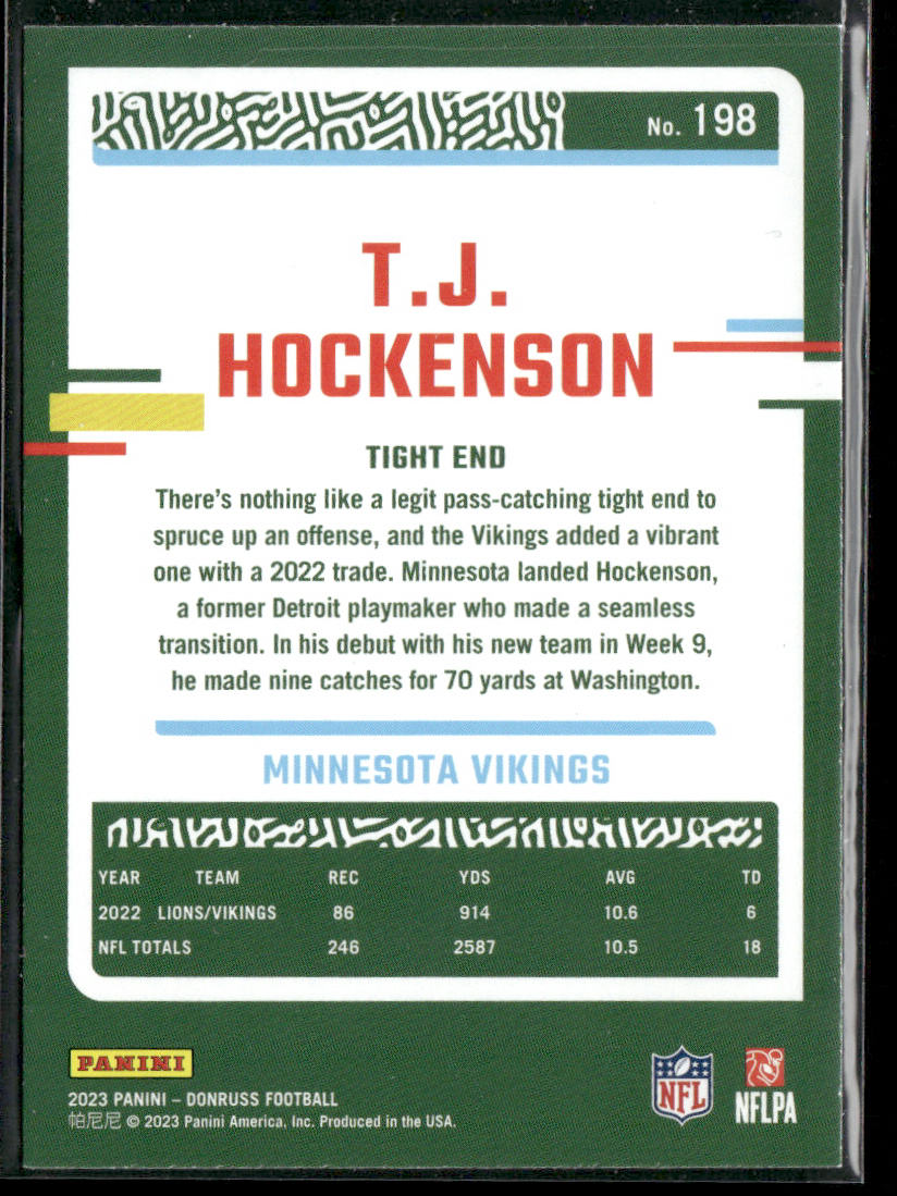 T.J. Hockenson 2023 Donruss #198 Minnesota Vikings