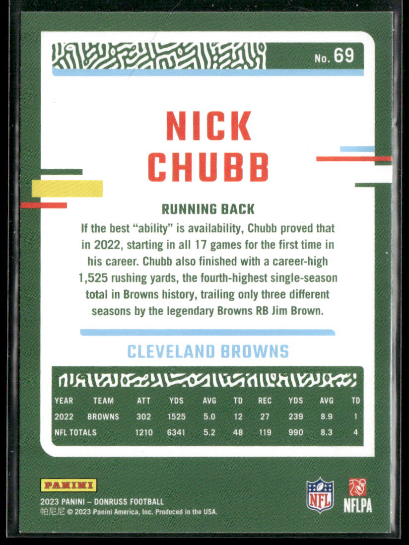 Nick Chubb 2023 Donruss #69 Cleveland Browns