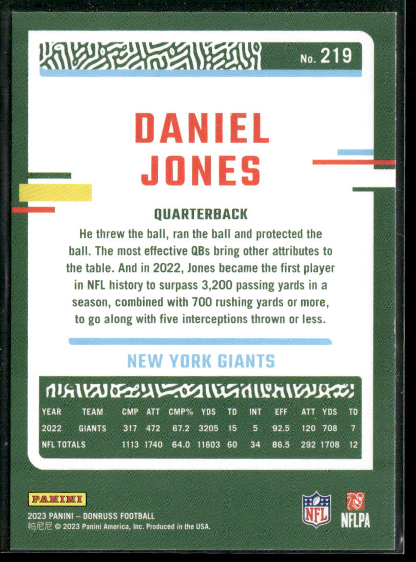 Daniel Jones 2023 Donruss #219 New York Giants