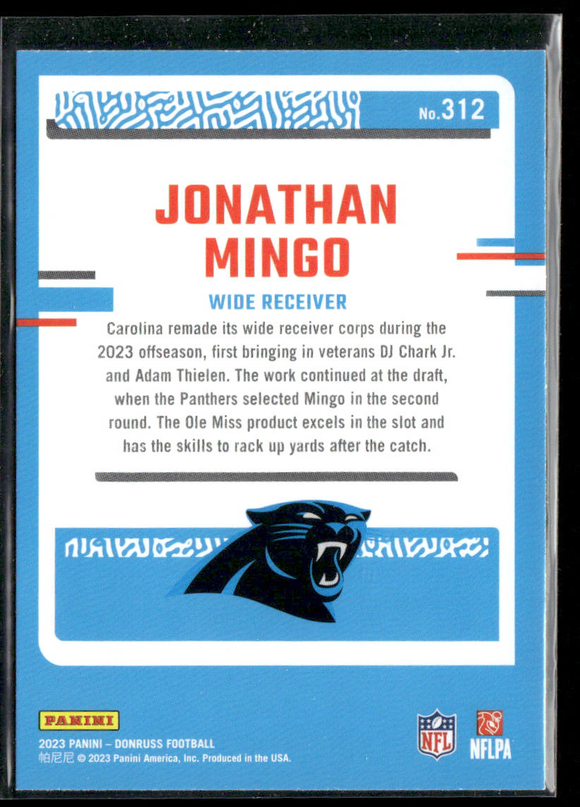Jonathan Mingo 2023 Donruss #312 RC Carolina Panthers