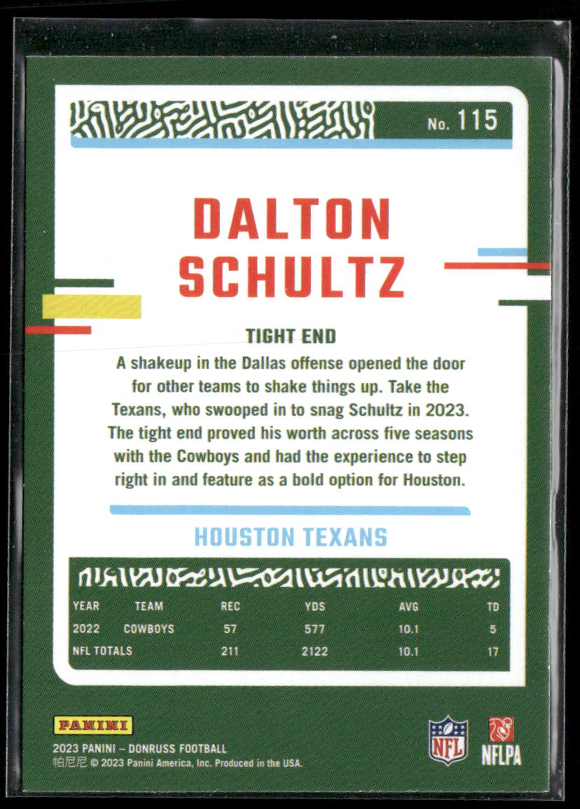 Dalton Schultz 2023 Donruss #115 Houston Texans