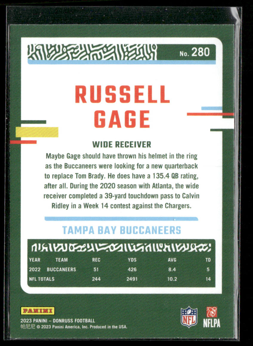Russell Gage 2023 Donruss #280 Tampa Bay Buccaneers
