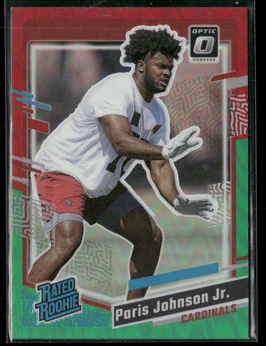 Paris Johnson Jr. 2023 Donruss Optic Rated Rookie Red & Green Prizm #304 RC