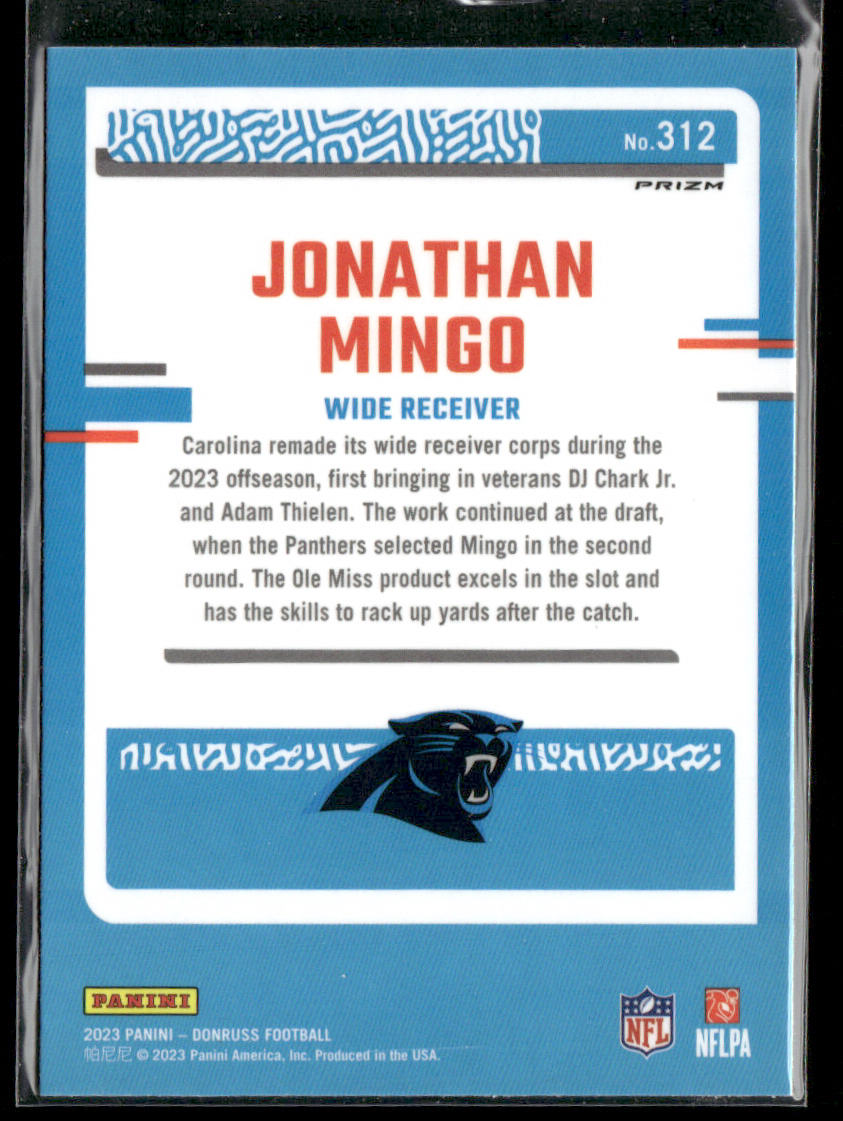 Jonathan Mingo 2023 Donruss Optic Rated Rookie Preview Pink Prizm #312 RC