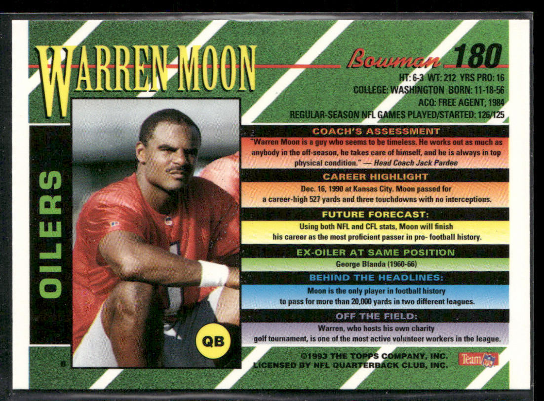 Warren Moon 1993 Bowman #180 Houston Oilers