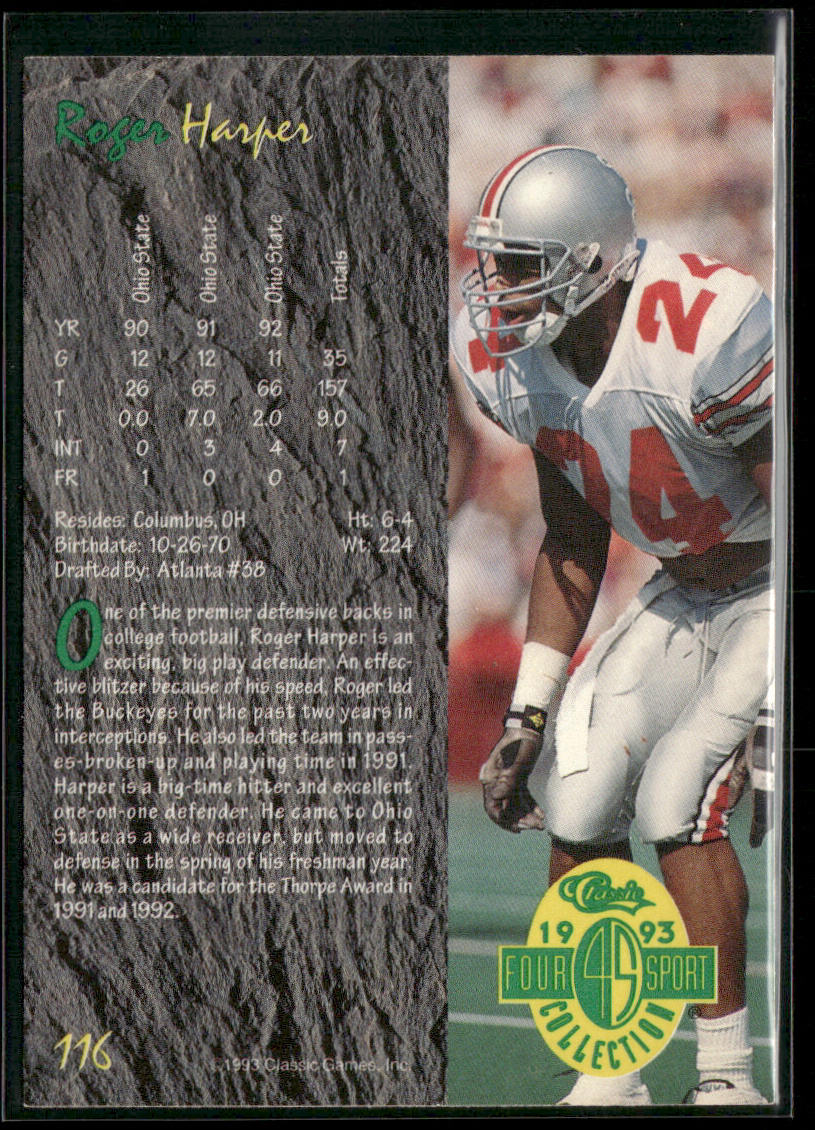 Roger Harper 1993 Classic Four Sport #116