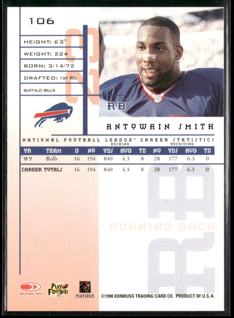 Antowain Smith 1998 Leaf Rookies & Stars #106 Buffalo Bills