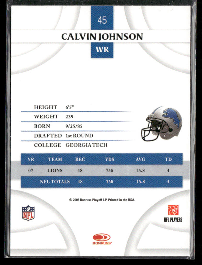 Calvin Johnson 2008 Donruss Threads #45 Detroit Lions