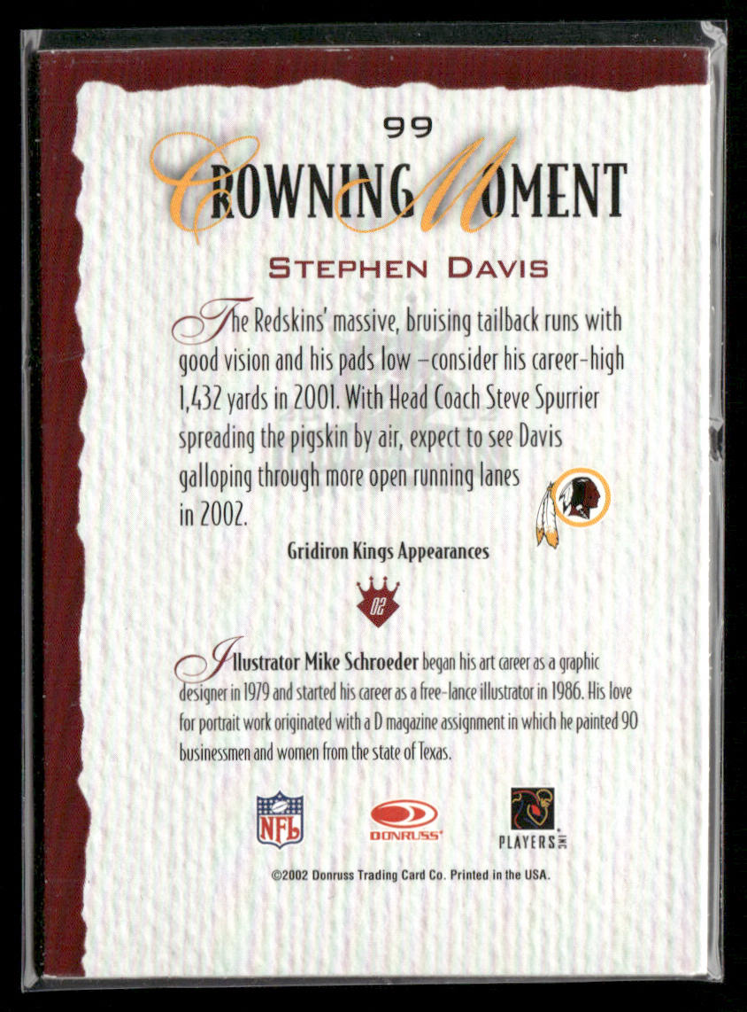 Stephen Davis 2002 Donruss Gridiron Kings Bronze #99 Washington Redskins